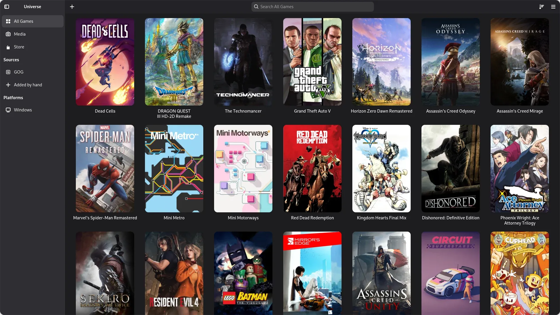 Universe Desktop's library